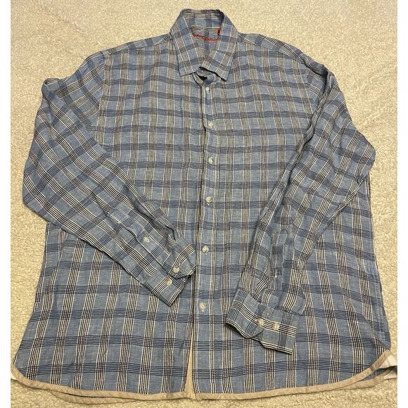 Report Collection Shirt Men's XL‎ 100% Linen Long Sleeve Button Up - Picture 1 of 12